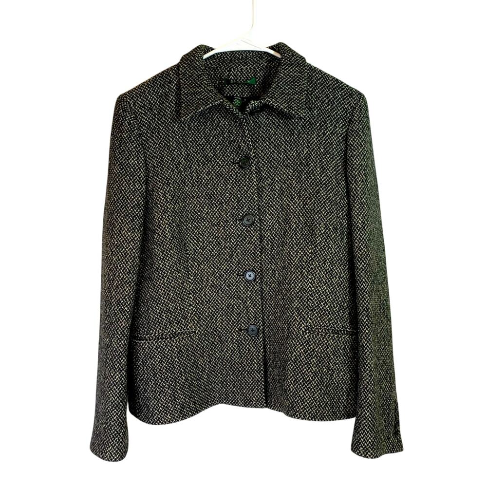 Ralph Lauren Black and White Tweed Wool Blend Jacket Size 12 C2